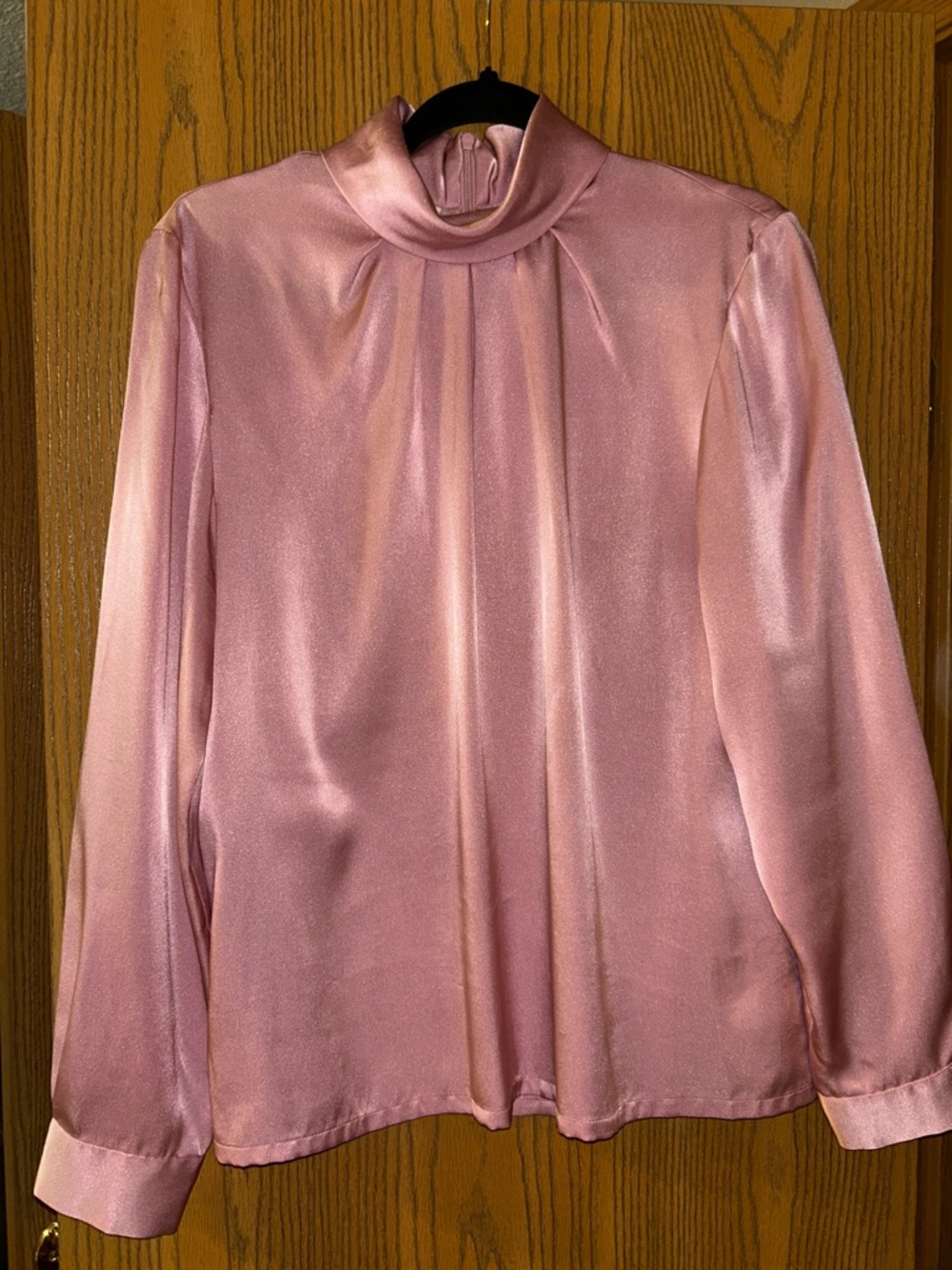 Pendleton Pink Satin Mock Neck Blouse